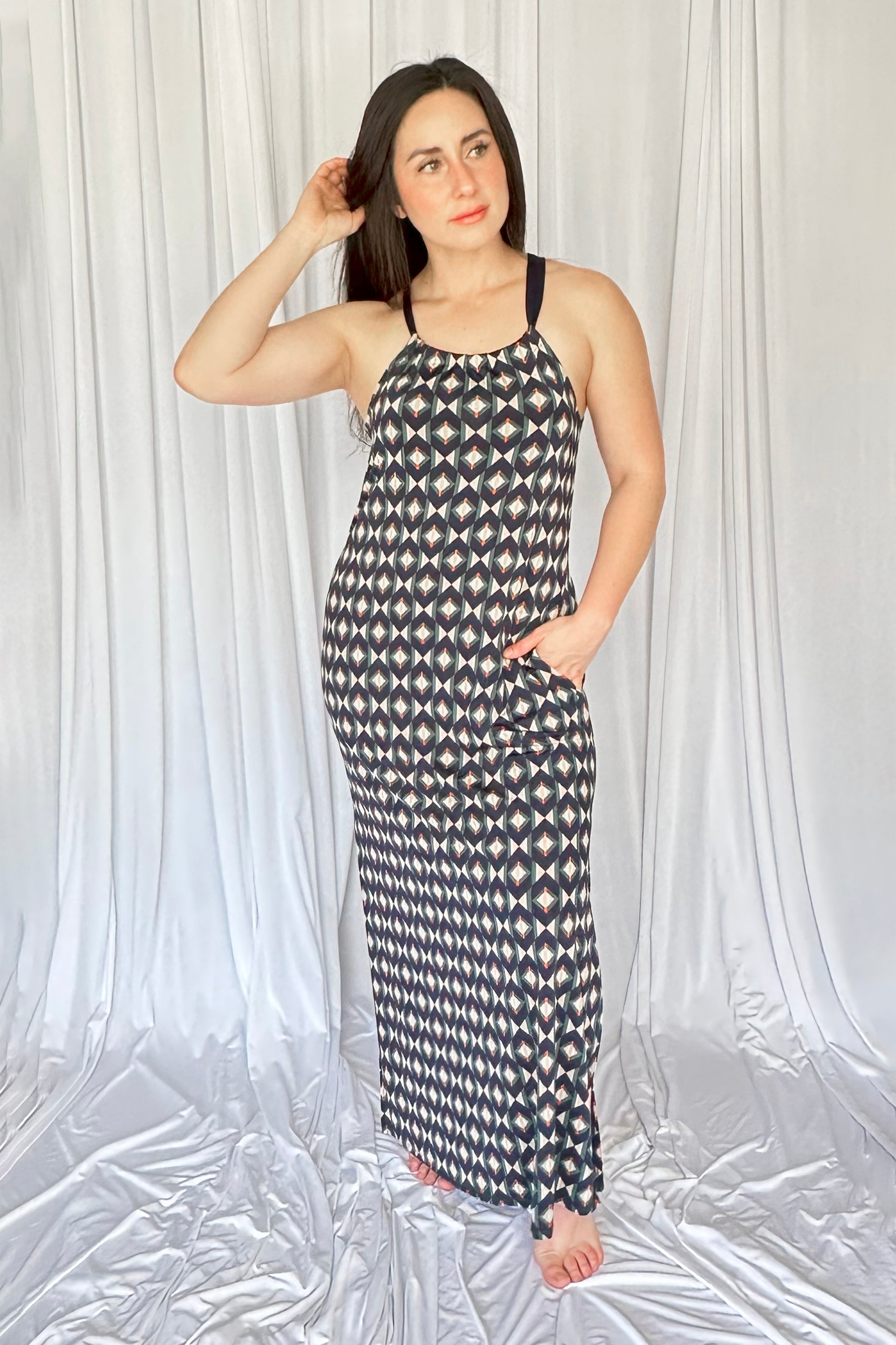 Navy Bows Strap Maxi Dress at Women's Clothing Store Colada Co. Medium / Navy
