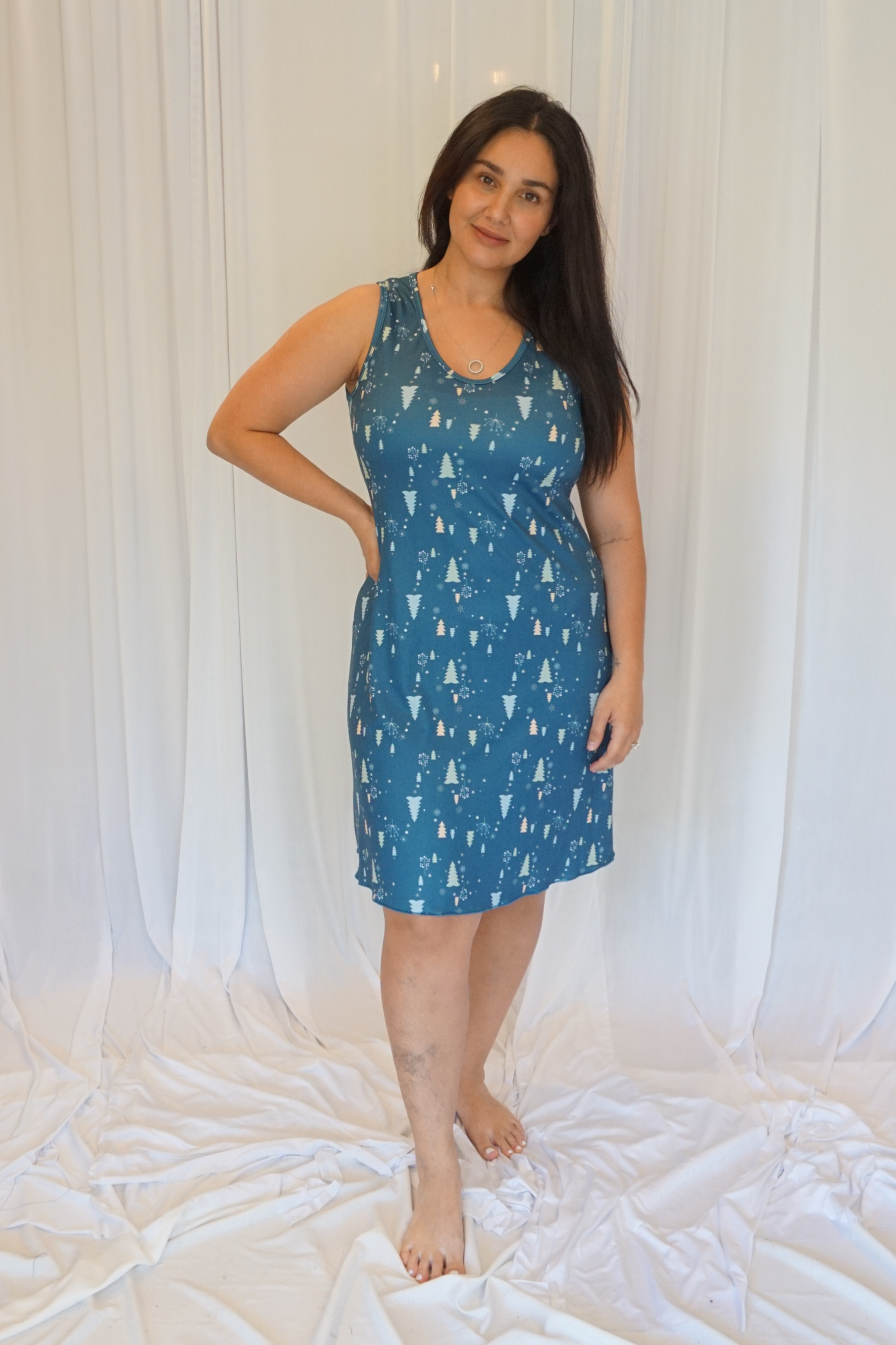 Cozy Christmas Blue Night Gown Women's Knee Length Night Wear at Colada Co Clothing Store. Large / Blue / Cozy Cozy Christmas Blue Night Gown Women's Knee Length Night Wear at Colada Co Clothing Store. Large / Blue / Cozy
