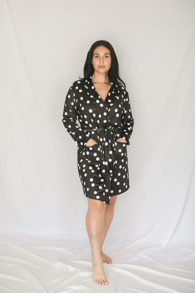 Cooling Robe Cooling Polka Dot Bathrobe Women's Knee Length Robe at Colada Co ...