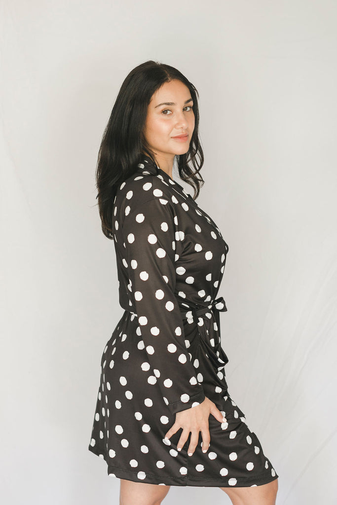 Cooling Robe Cooling Polka Dot Bathrobe Women's Knee Length Robe at Colada Co ...