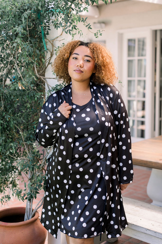 Cooling Robe Cooling Polka Dot Bathrobe Women's Knee Length Robe at Colada Co ...