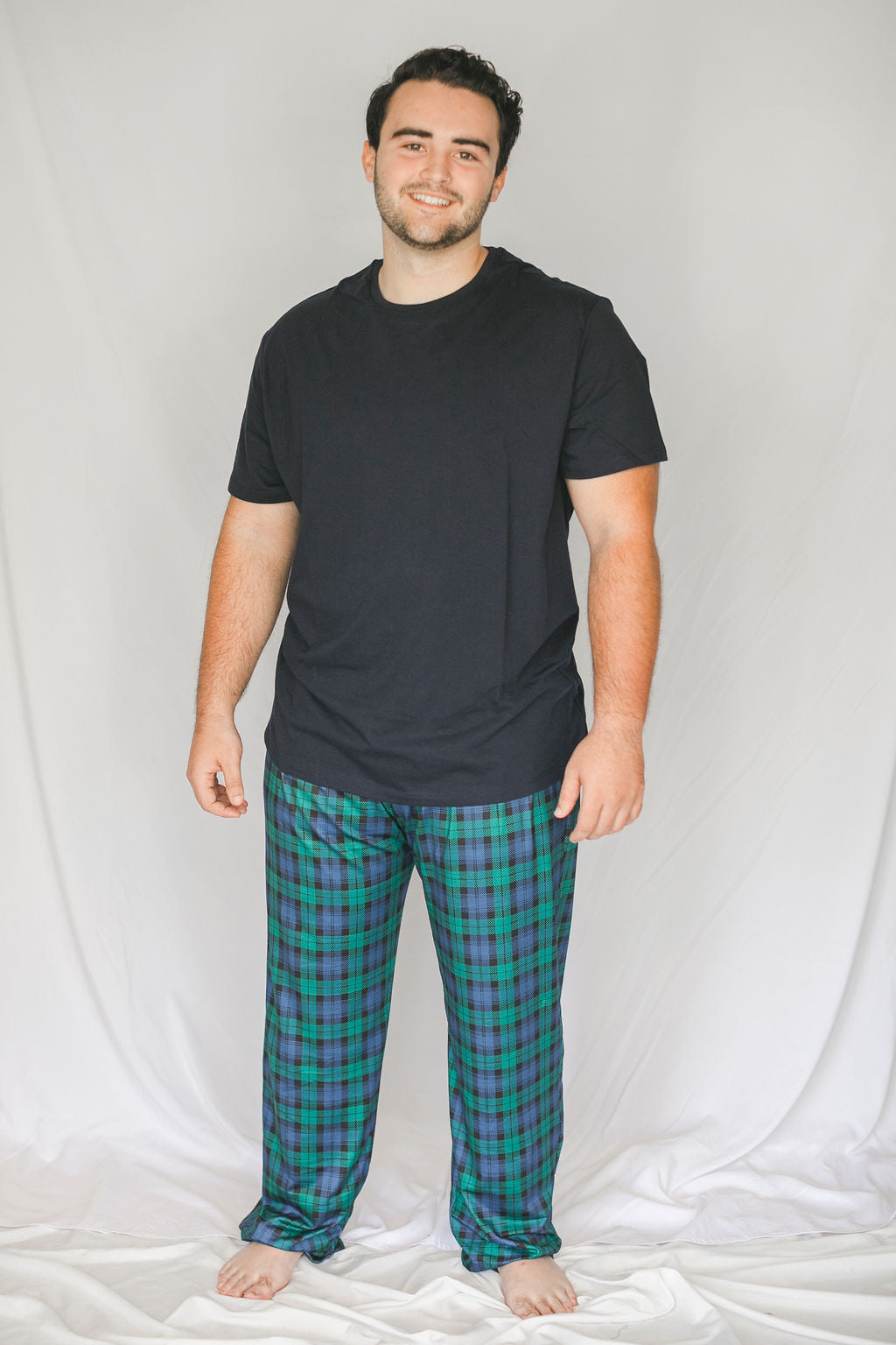 Blue Plaid Pajama Pants Green Tartan Pants Mens Men's Cozy Plaid