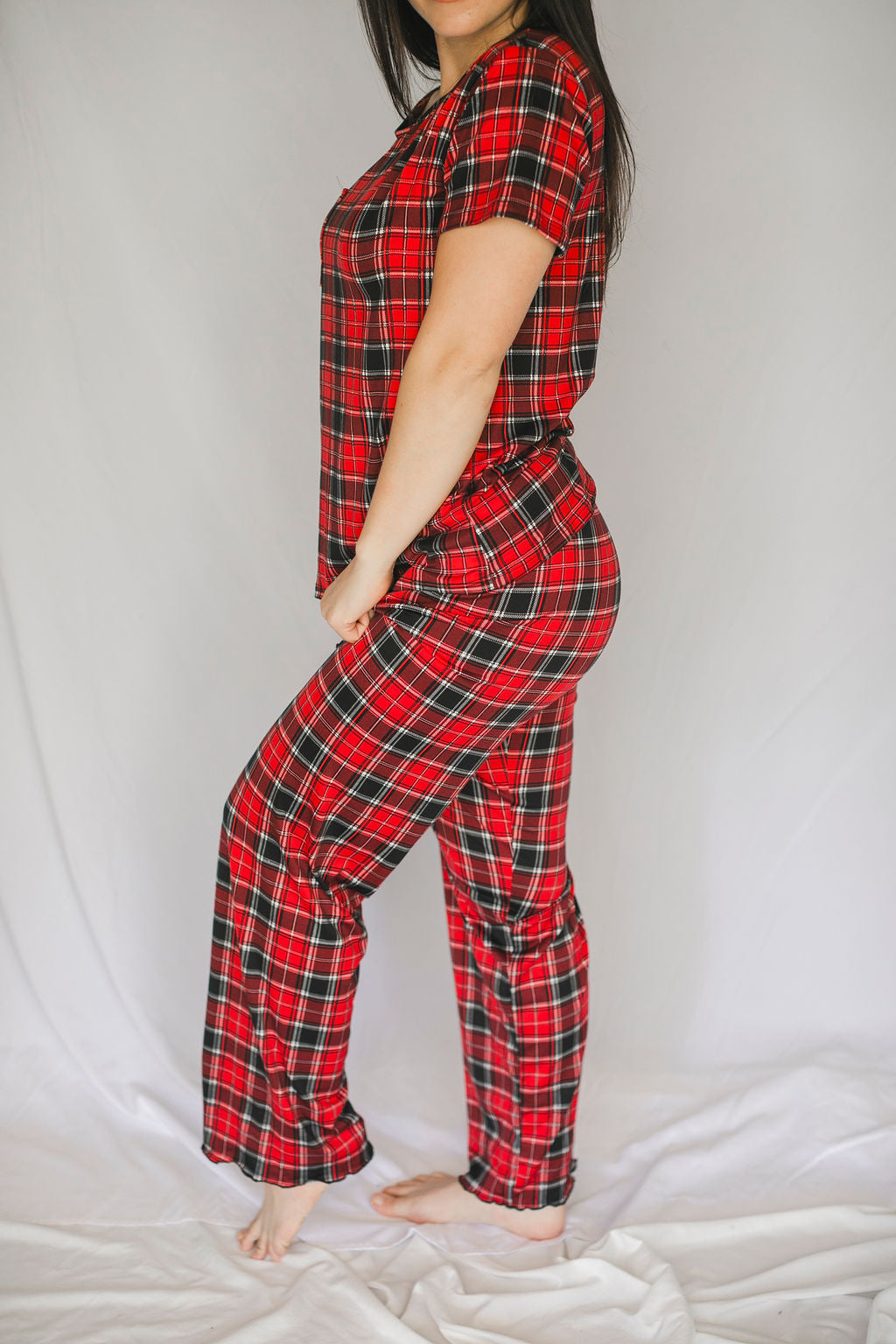 Cozy Red Plaid Short Sleeve Pajama Pant Set – Colada Co.