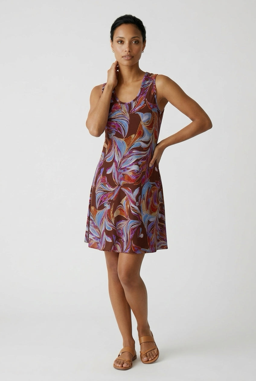 Sienna Swirl Sporty Tank Dress With Pockets for Women Large / brown Sienna Swirl Sporty Tank Dress With Pockets for Women Large / brown